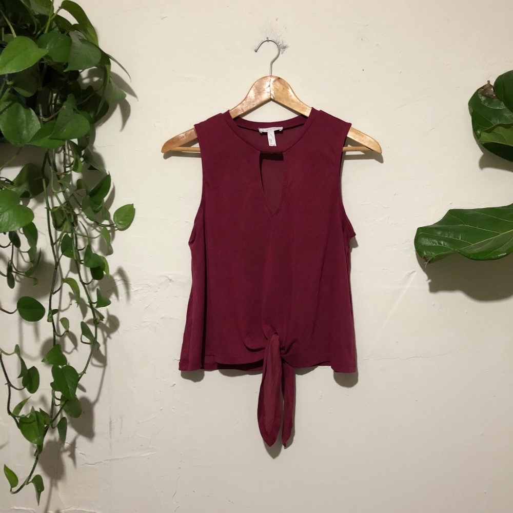 Leith Raspberry Front Tie Sleeveless Crop Top S
